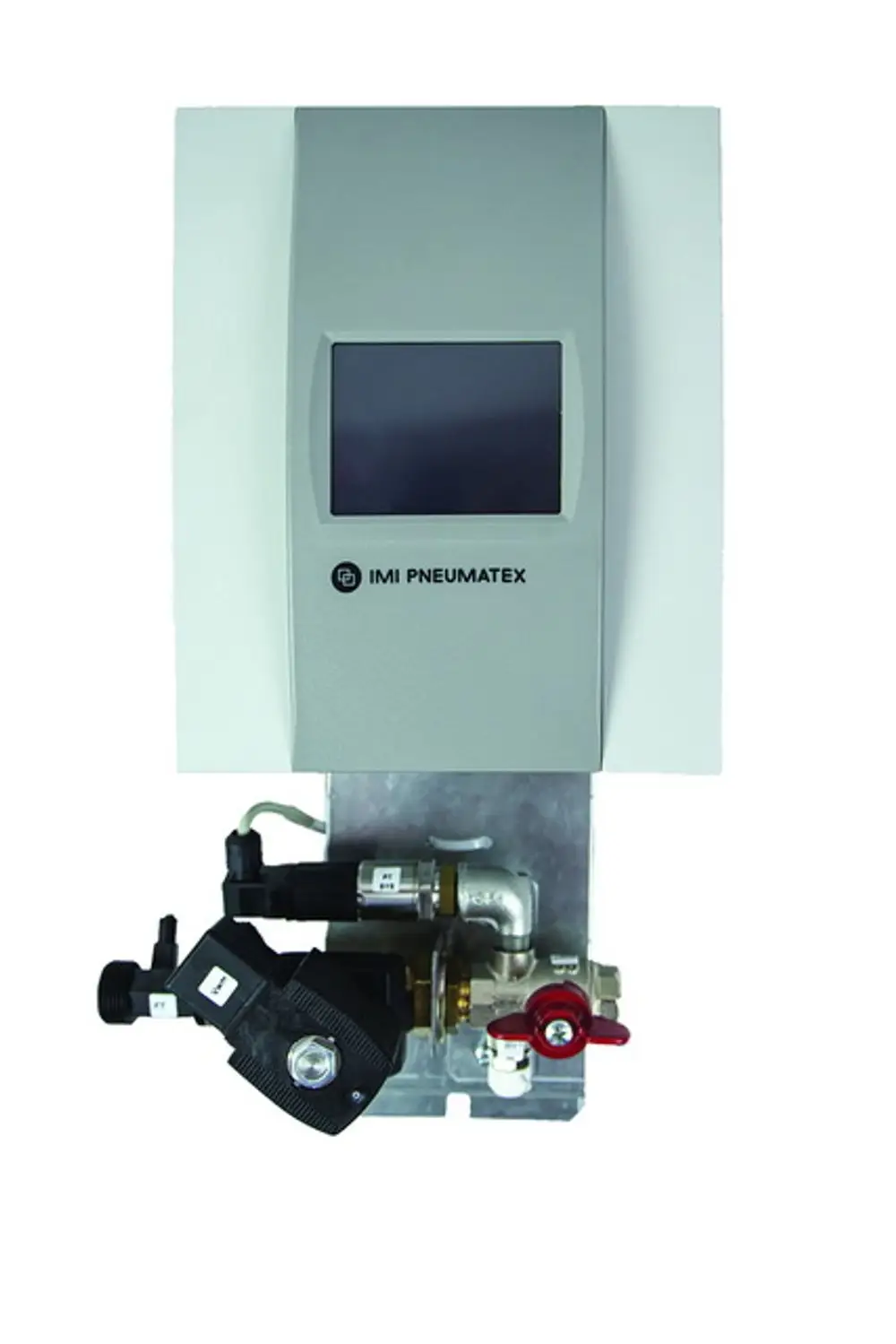 Steuergerät mit Display und verschiedenen Anschlussmöglichkeiten für eine Hydraulikanlage, hergestellt von IMI Hydronic Engineering, zur Regelung von Flüssigkeitsniveaus.